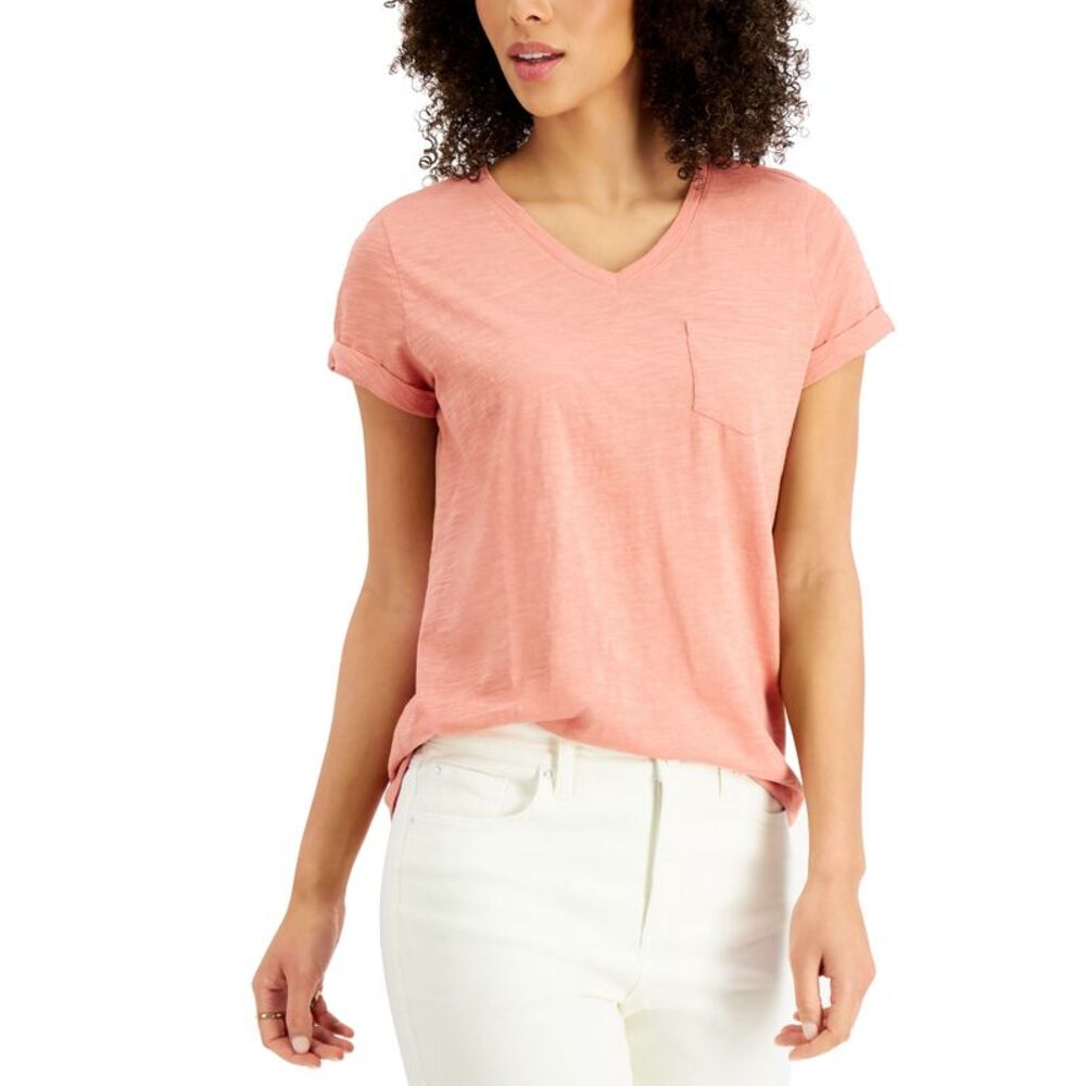 Petite Burnout V-Neck T-Shirt